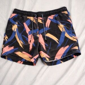 Vibrant Black, Pink, and Blue Men's Athletic Shorts